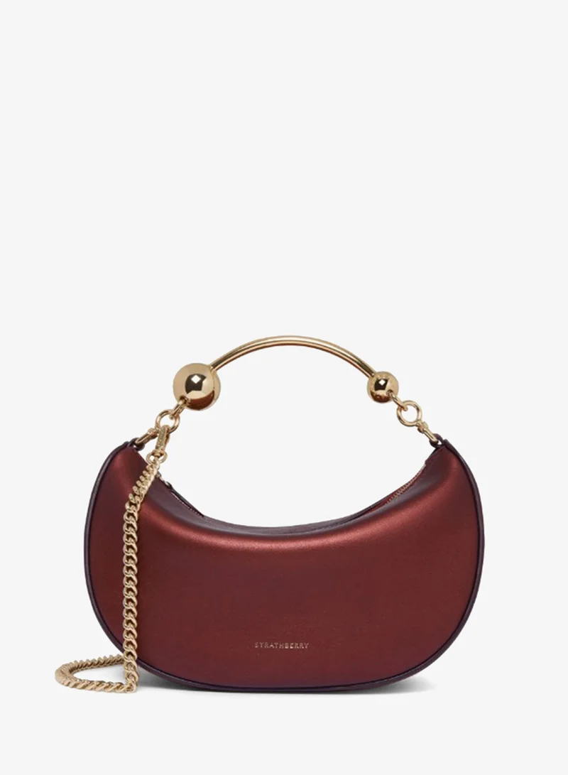 Leather Crescent Moon Top Handle Bag